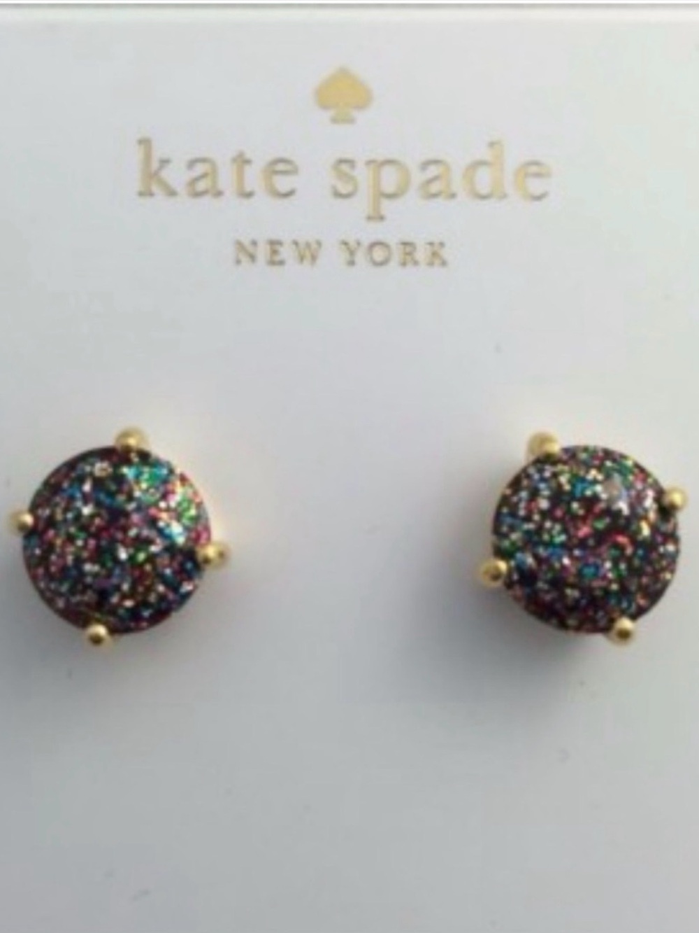 Kate Spade Multi-Glitter Gold tone Bow Bangle Bracelet & Stud Earring Set - NWT - Picture 2 of 5